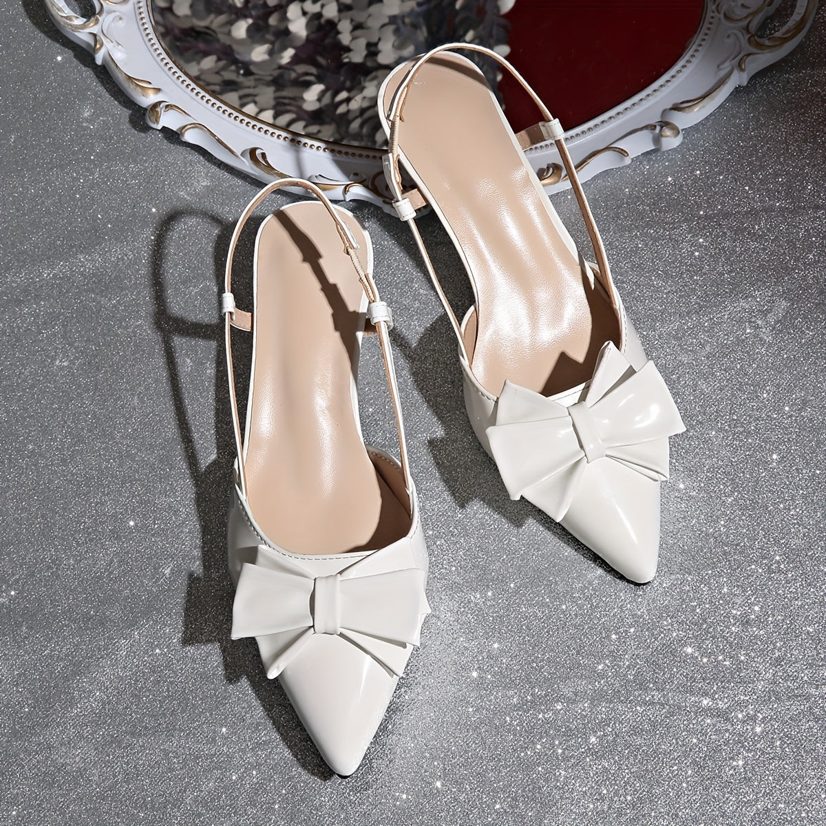 Women's Pointed Toe Mary Jane Shoes Synthetic Upper Bow Ankle Strap Summer