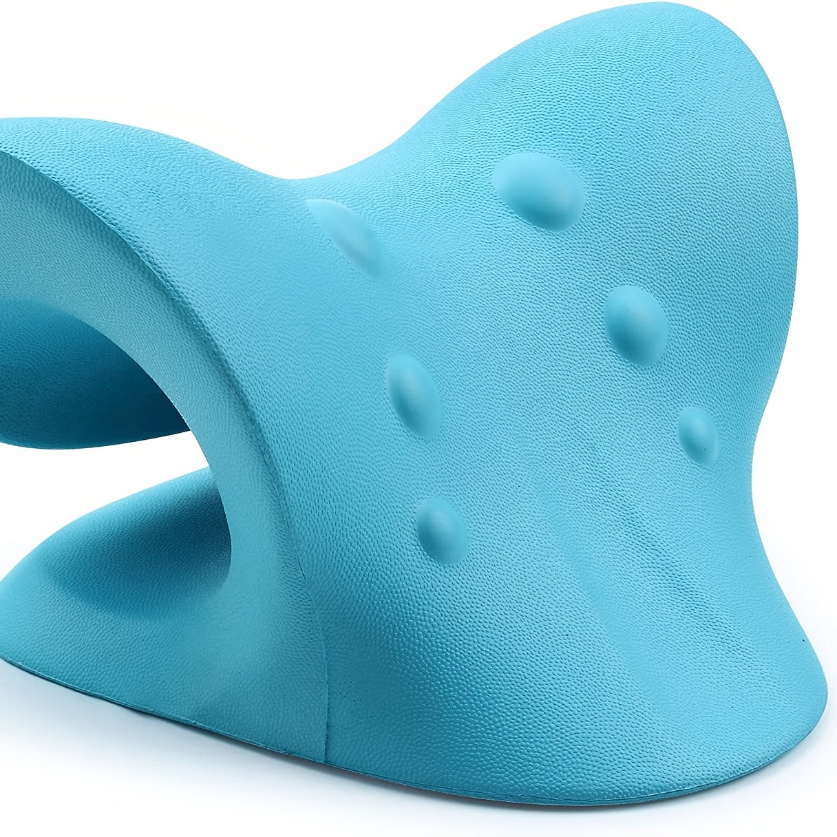 Neck and Shoulder Relaxer Pillow with Cervical Traction Memory Foam Cover Blue Medium Hardness