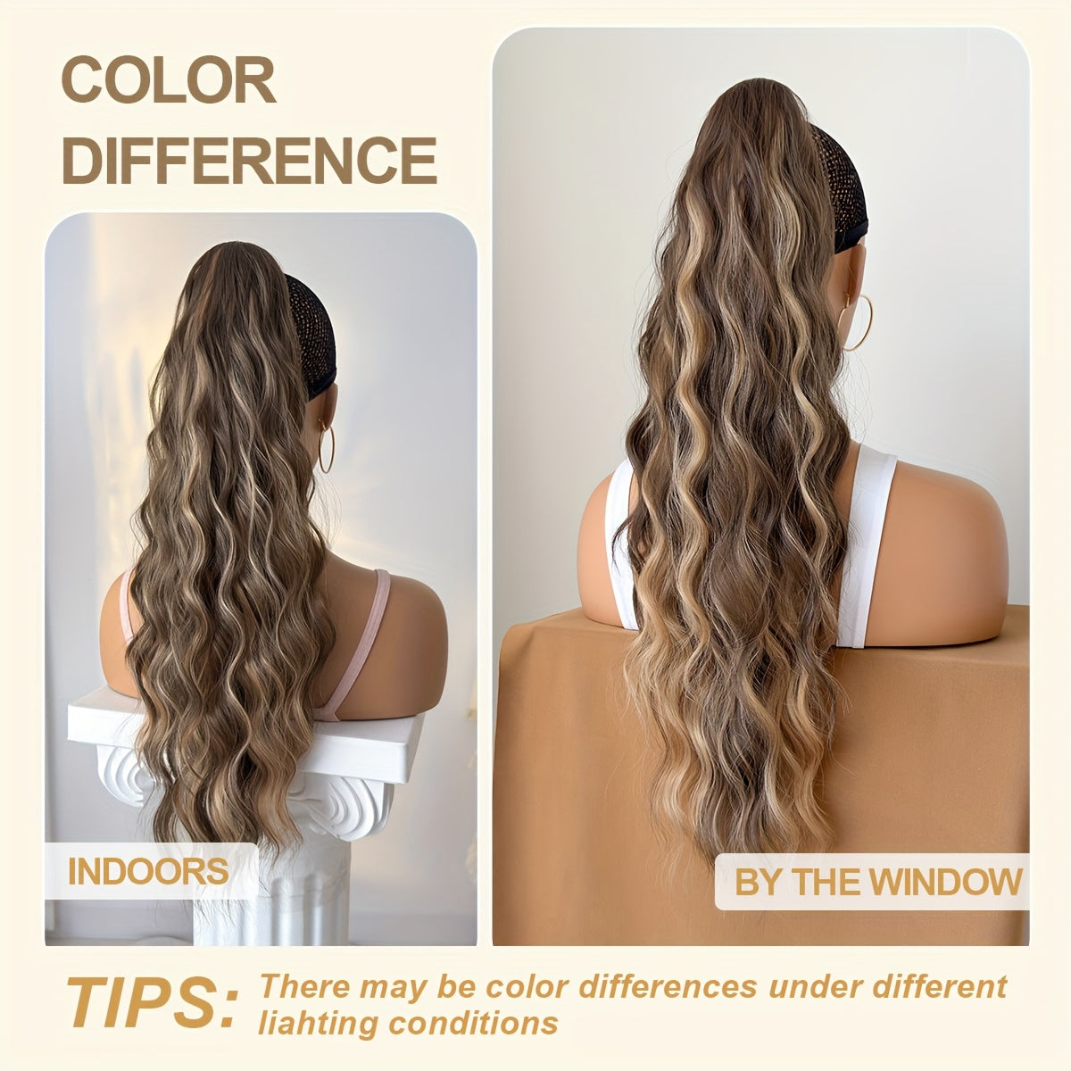 Women's Water Wave Ponytail Extension Clip-in Curly Hairpiece 66cm