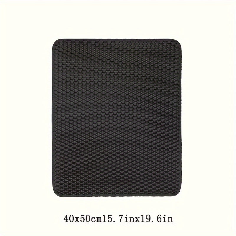 Dual-Layer EVA Cat Litter Mat Waterproof Non-Slip Gray Perforated Guard