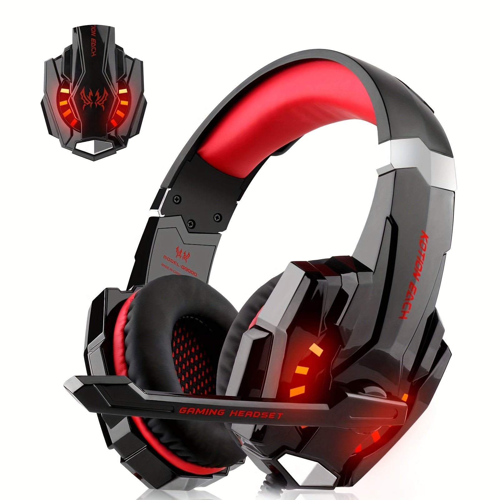 Stereo Gaming Headset with Noise Cancelling Microphone and LED Light for PS4 Xbox One PS5