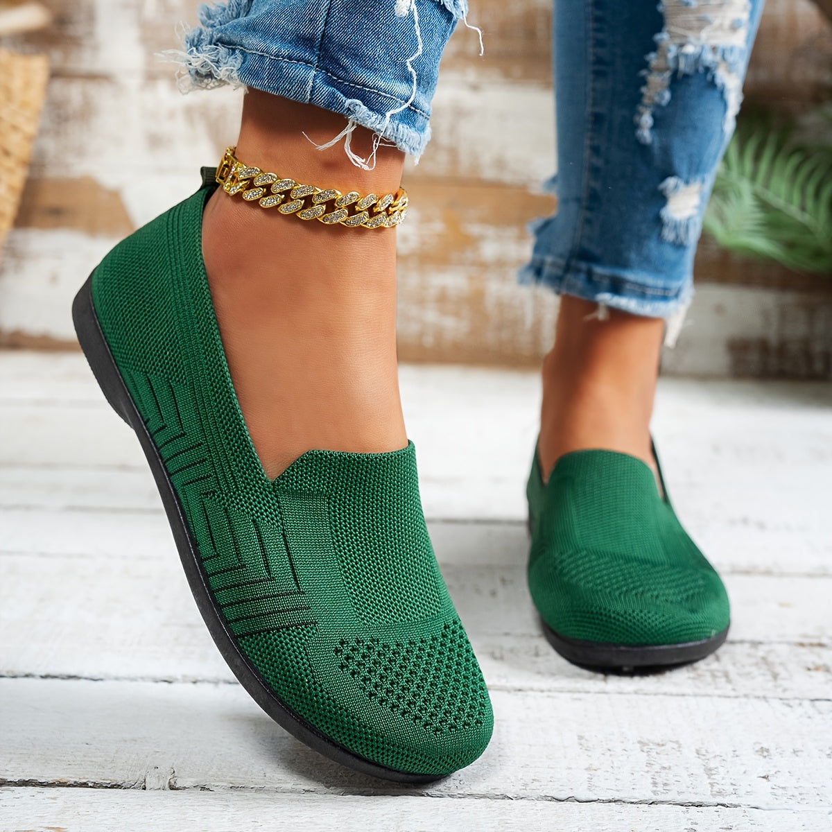 Ayollar uchun nafas oluvchi tarmoqli slip-on krossovkalar, yengil kundalik flatslar, barcha mavsum uchun qulaylik