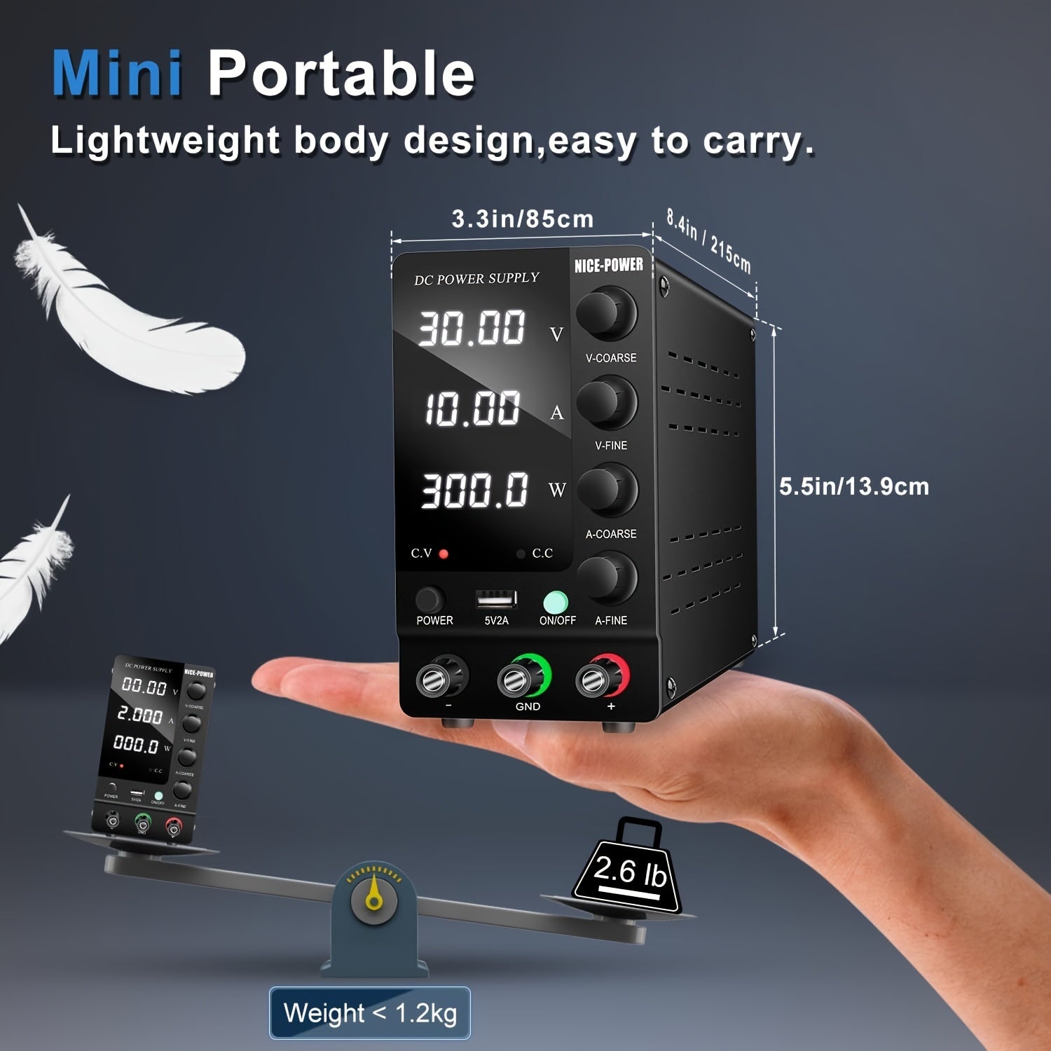 220V DC Power Supply 60V 5A with LED Display Rust-Proof for Electronics Testing