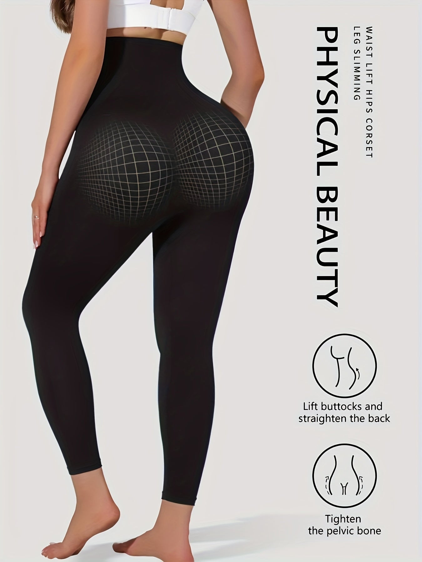 Women's High-Waist Tummy Control Shapewear Leggings Seamless Nylon Spandex for Yoga Fitness Outdoor
