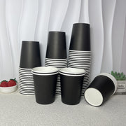 Black Paper Cups 8 Ounce Recyclable Hot Beverage for Parties Weddings Picnics