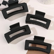 Set of 4 Black Matte Acrylic Hair Claw Clips for Women, Elegant and Minimalist