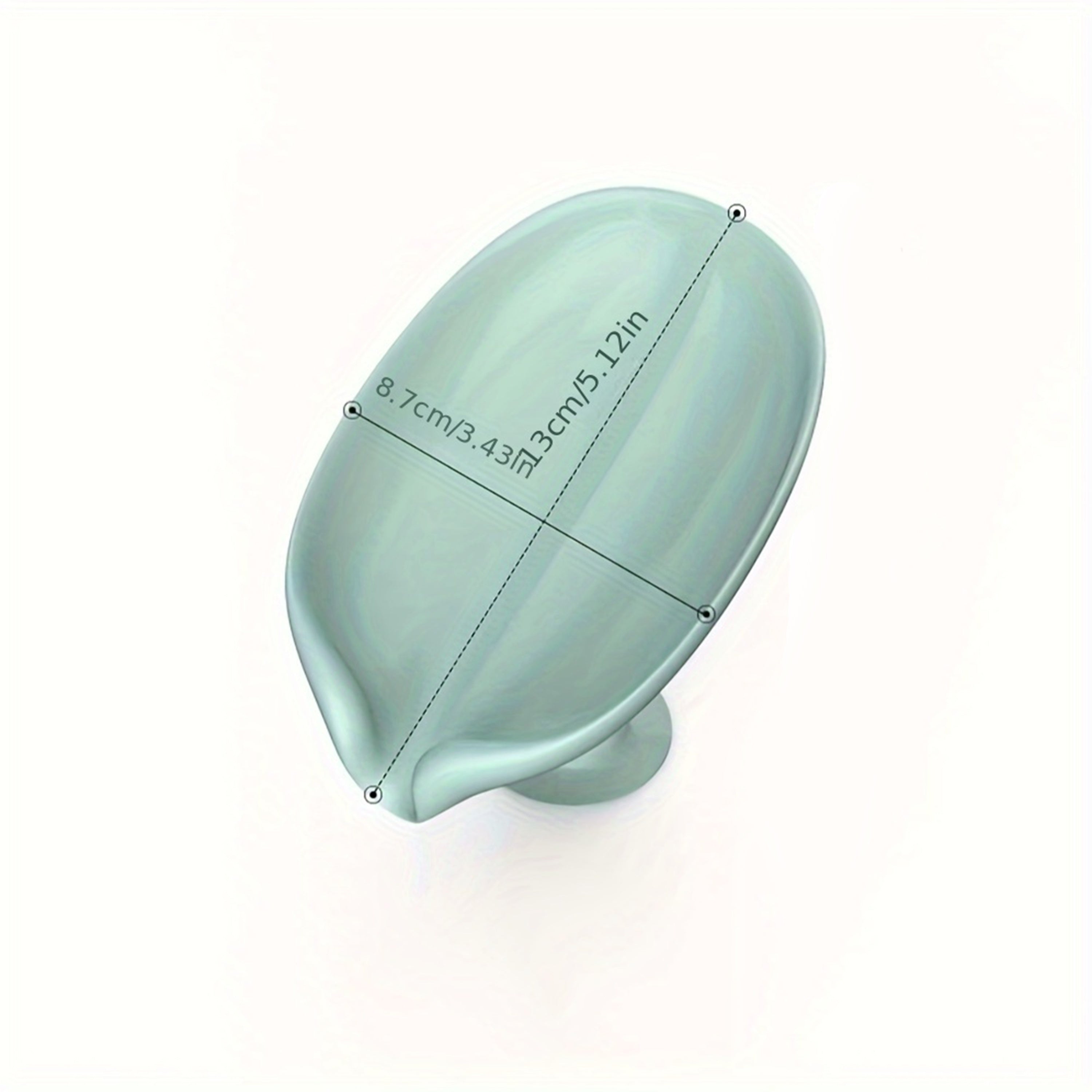 Yashil/xira rangda, kuchli so'rish va drenajga ega, elektr energiyasini talab qilmaydigan, hammom dekorini yaxshilaydigan, sabunni quruq saqlaydigan yaproq shaklidagi sabun idishi.