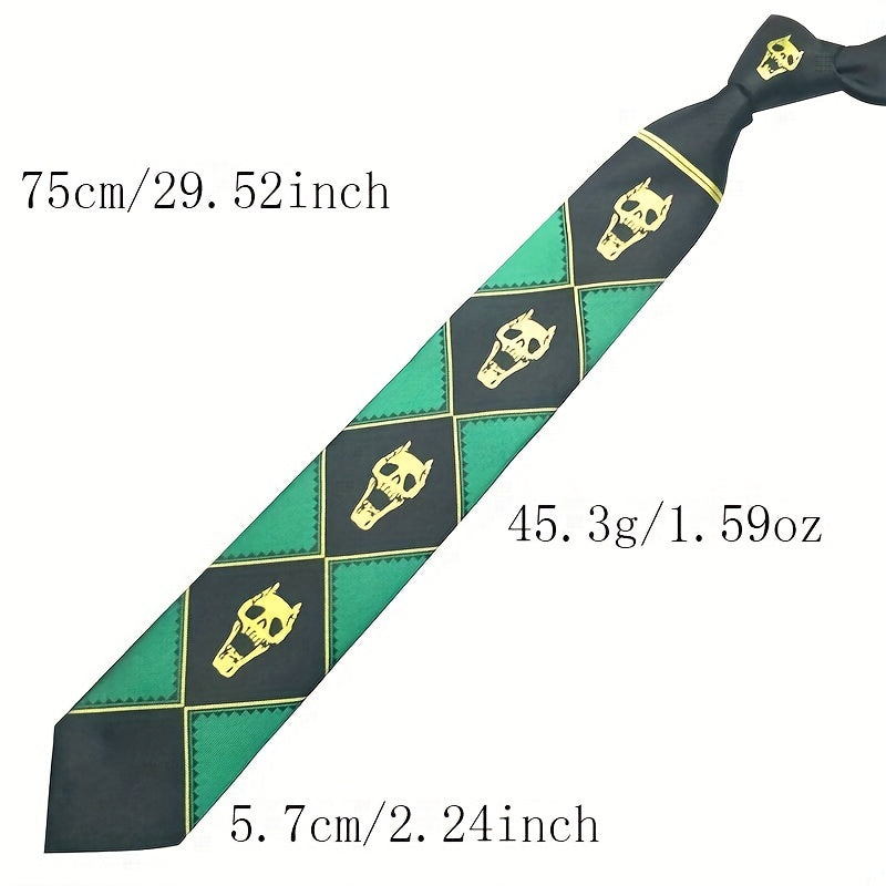 Anime JoJo Skull Head Necktie Purple Black Green Gift for Men