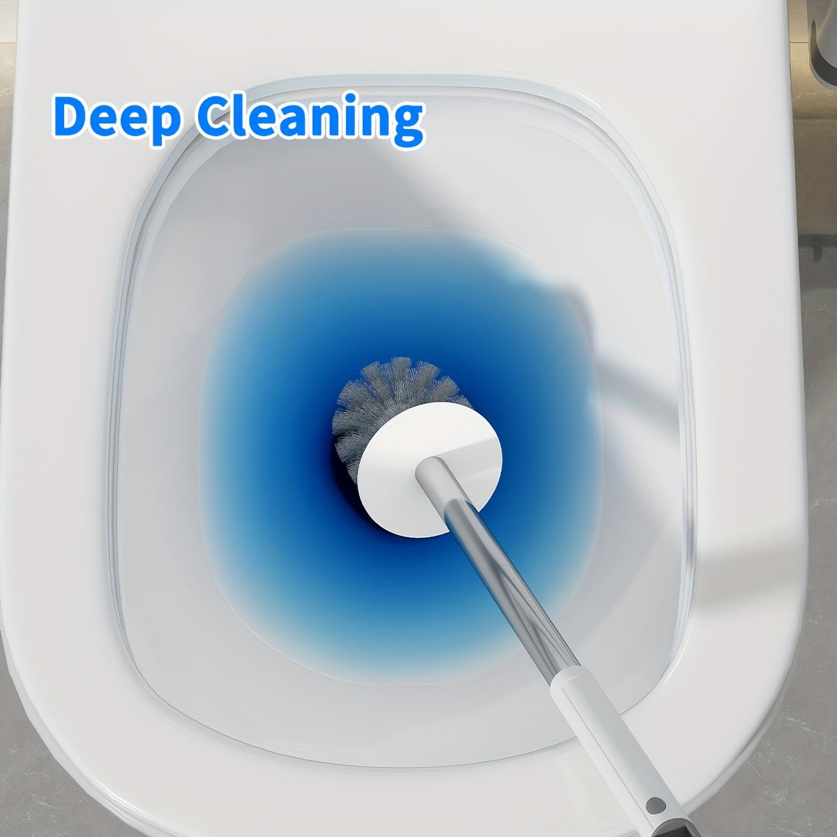 Long-Handle Toilet Brush with Drain Holder, Flexible No-Dead-Corner Design