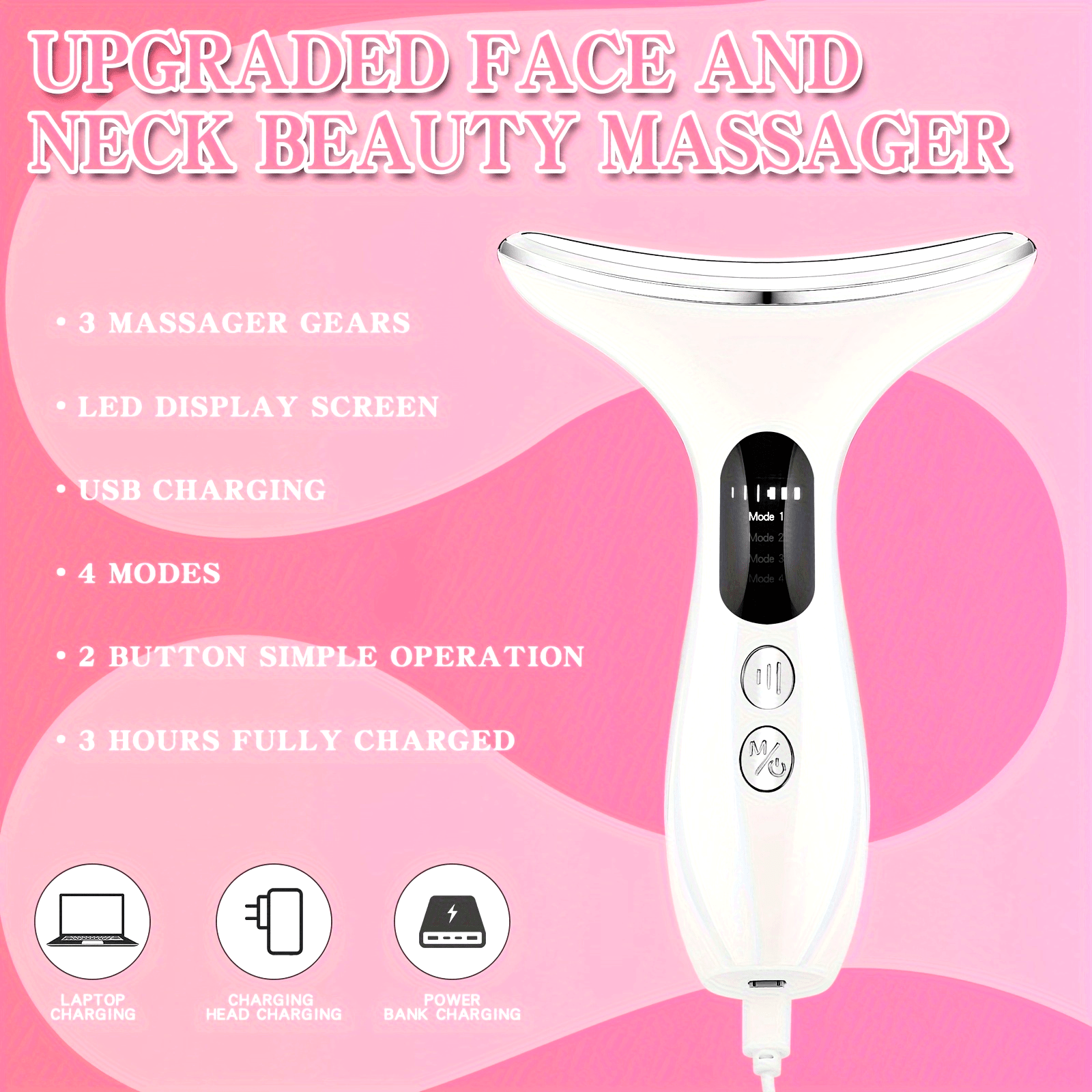 Masajeador facial y de cuello para mujer, recargable por USB, cuidado de la piel, regalo