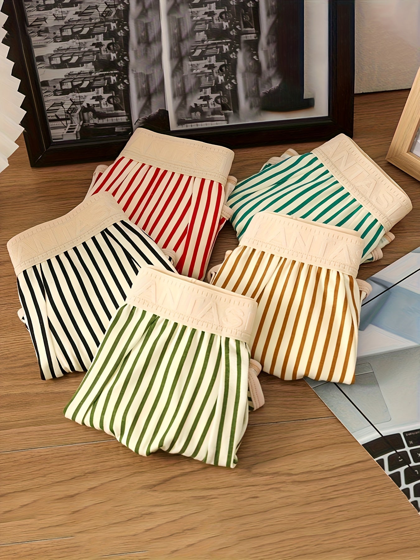 Men's Cotton Spandex Striped Boxer Briefs 3-Pack Breathable Casual Underwear