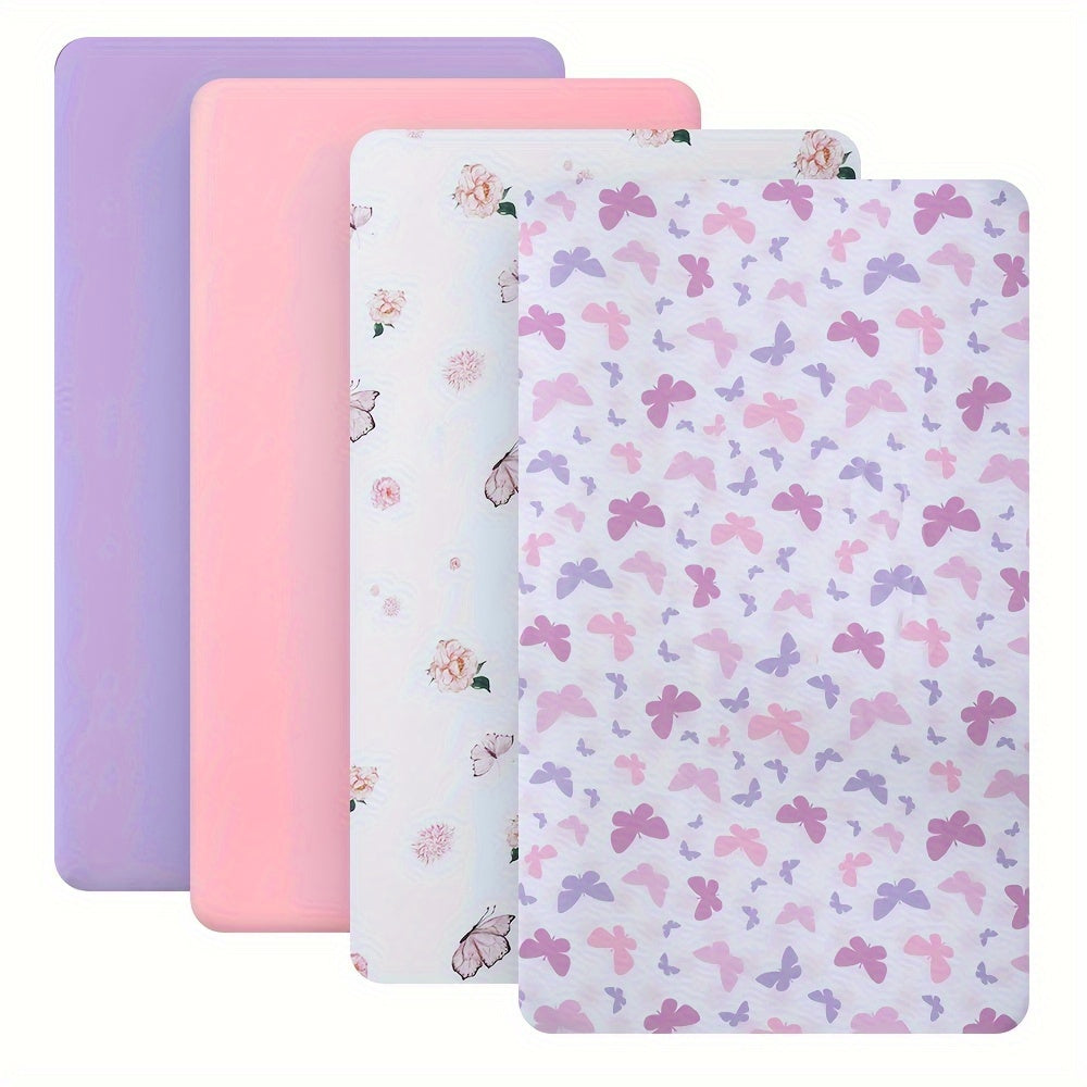 4-Pack Microfiber Fitted Crib Sheets for Baby Boys and Girls 28x52 Inches