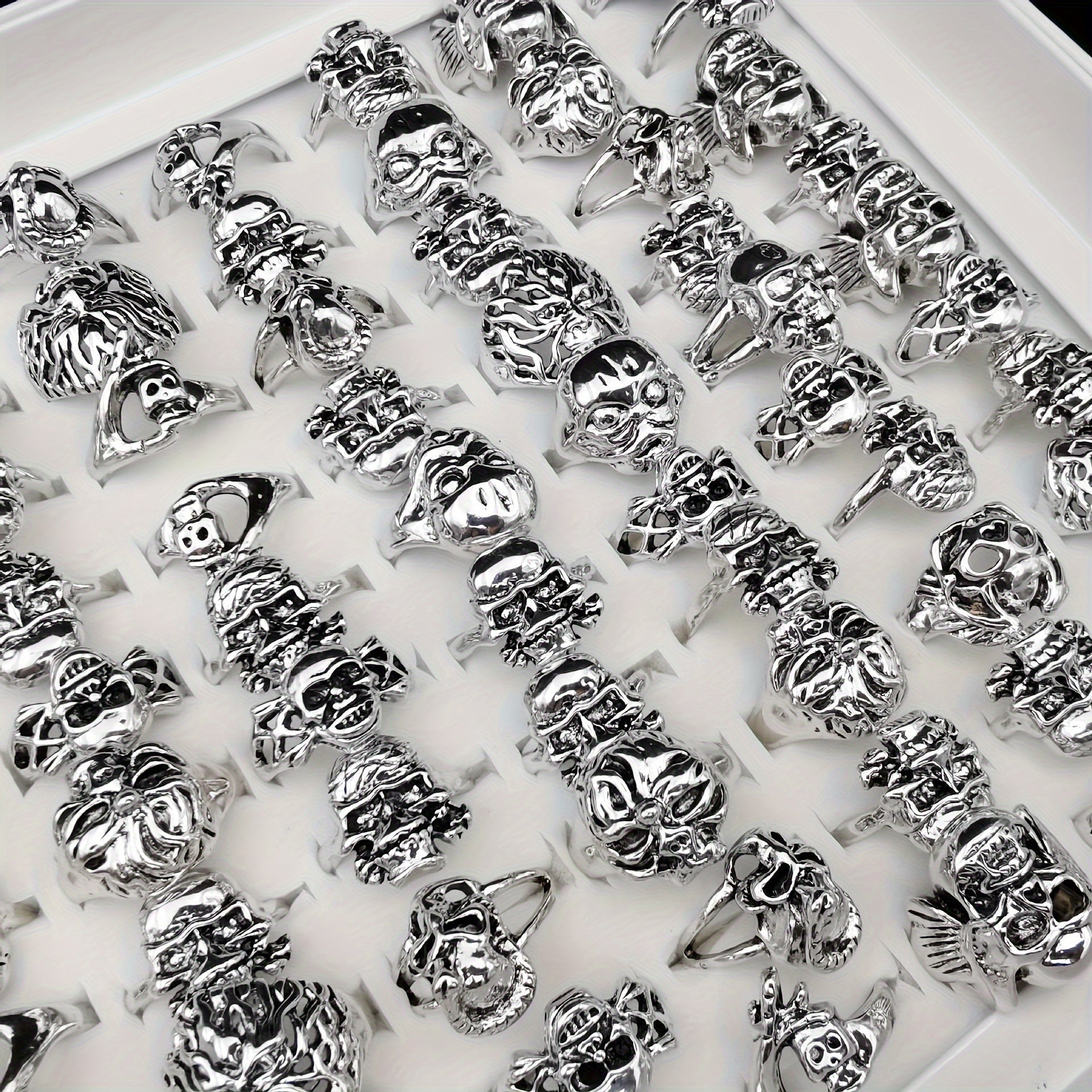 Set of 10 Skull Beast Head Claw Rings in Various Styles and Colors Jewelry