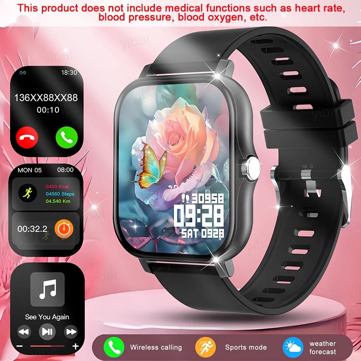 Unisex 1.83-Inch Full Screen Touch Smartwatch with Call and Fitness Tracking
