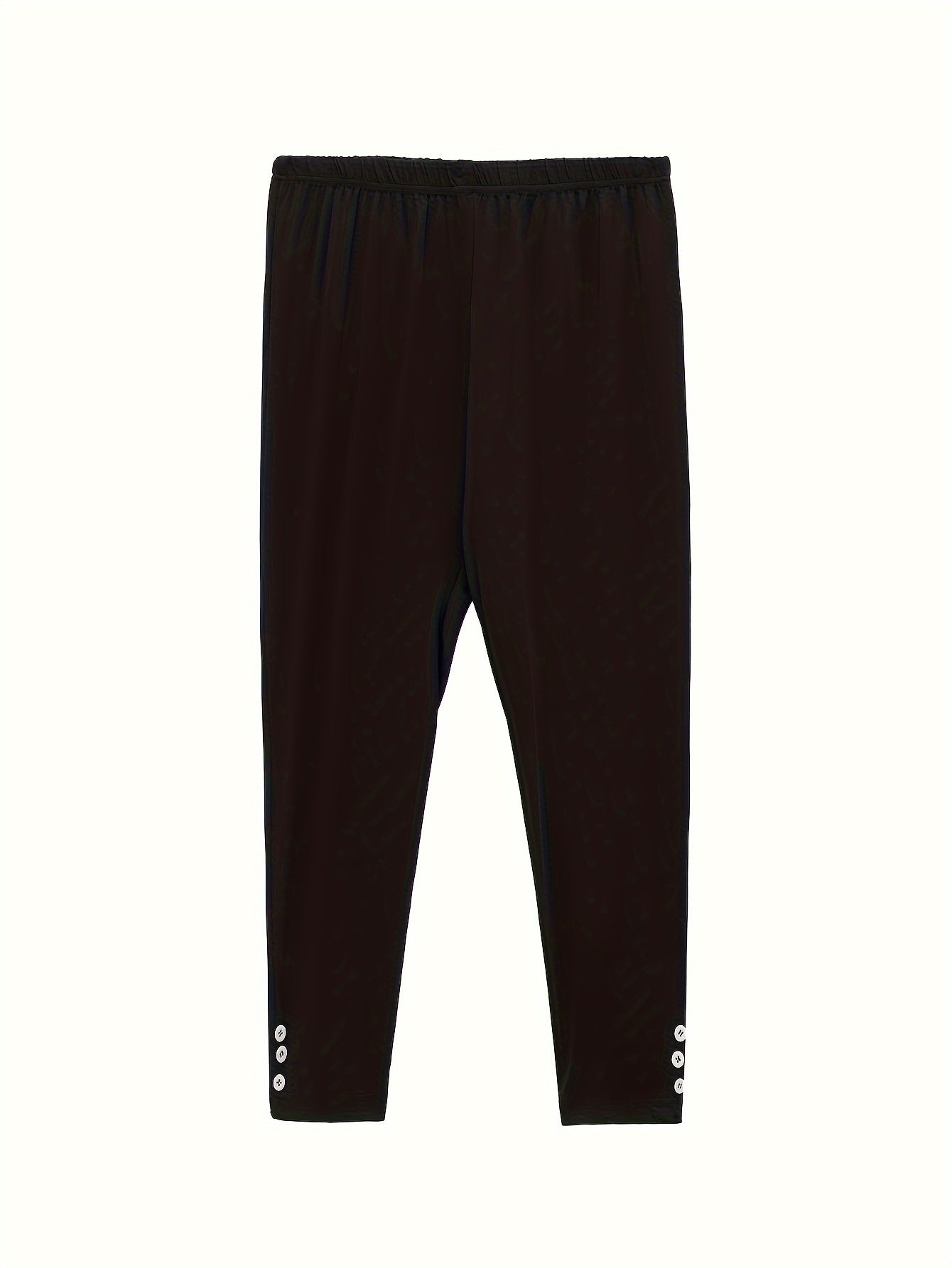 Plus Size Solid Skinny Capris Leggings 5 Pack Casual Crop Pants