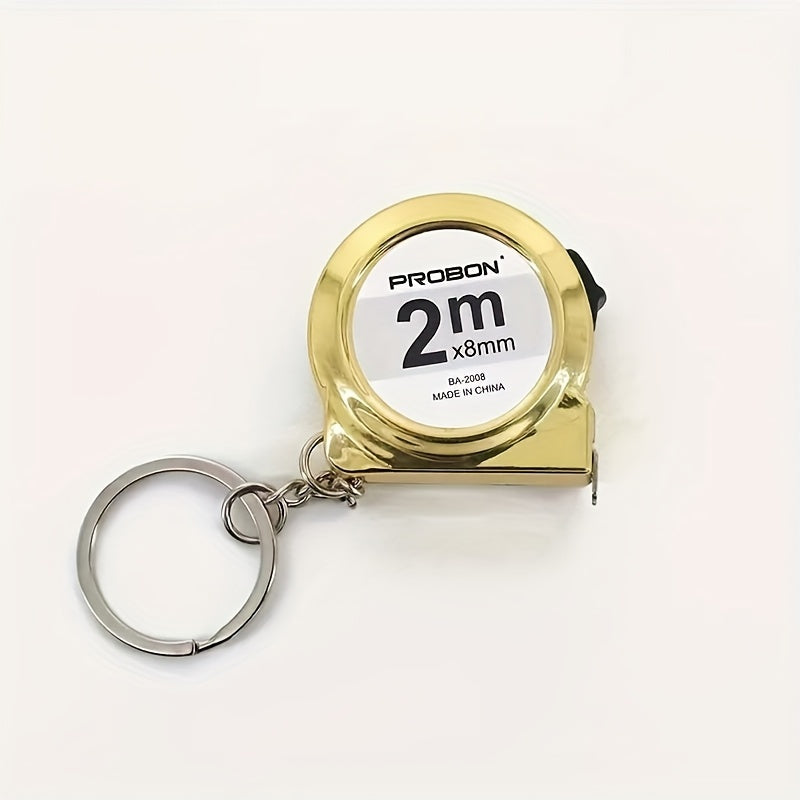 Steel Keychain Tape Measure 2 Meters Compact Portable Car Accessory