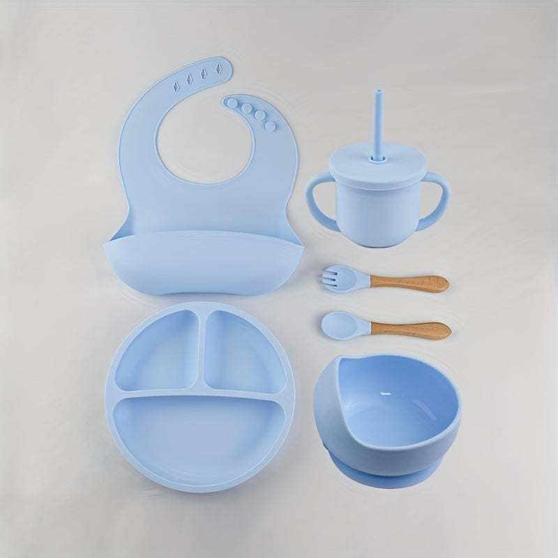 Set of 6 Baby Silicone Tableware Plates and Bowls with Suction Cups and Spoons for Toddler Feeding