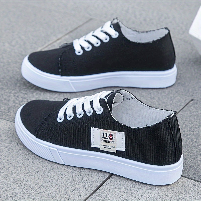 Women's Black and Blue Denim Sneakers Lace-Up Casual Shoes