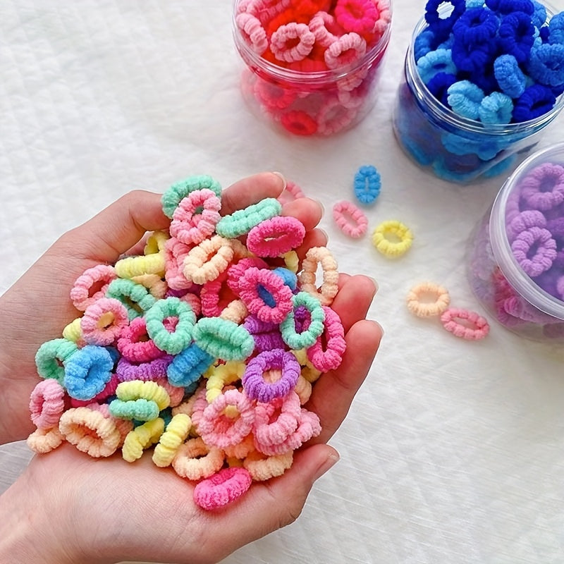 100 dona qizlar uchun elastik soch bog‘lamlari, kundalik foydalanish uchun yumshoq polyester sochiq bantlari