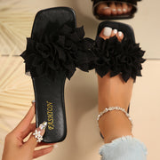 Women’s Plus Size Slide Sandals Leather Flat Summer Beach Shoes