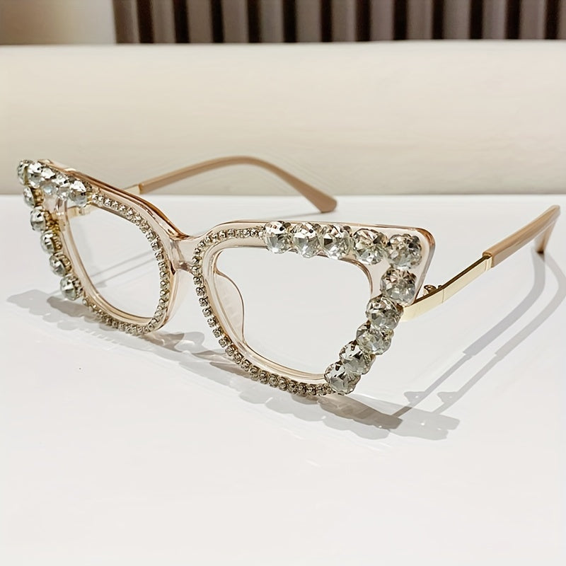 Голубые очки с кошачьими глазами с отделкой из стразов, полная оправа, для вечеринок и мероприятий