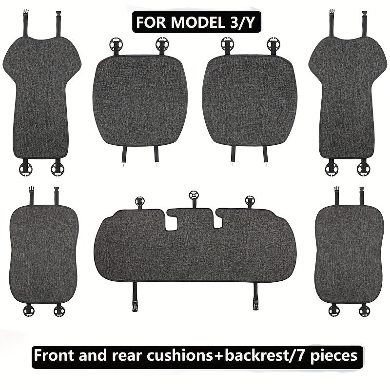 Премиальные льняные передние чехлы для сидений для Tesla Model 3/Y мягкие съемные моющиеся защитные чехлы для автомобильных сидений