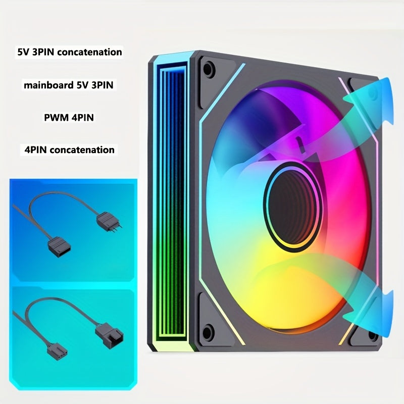 12cm Silent ARGB Computer Case Fan with Temperature Control for Air and Water Cooling