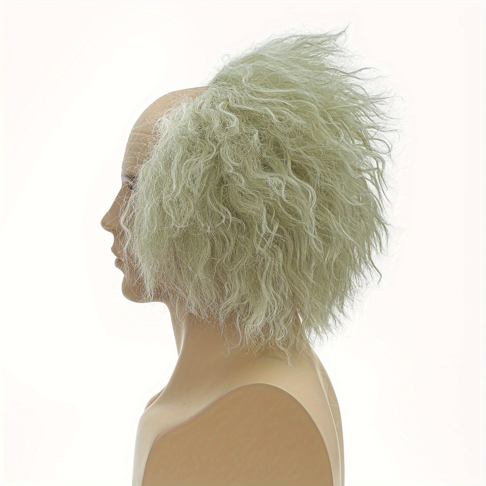 Green Curly Fiber Wig for Halloween Cosplay Costume Accessory