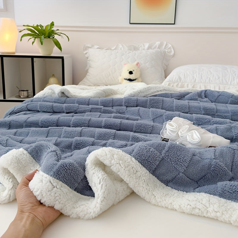 Double-Layer Taffeta Knitted Throw Blanket Cozy Warm Soft All-Season Bed Couch Travel