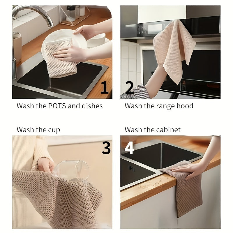 Set of 6 Thickened Absorbent Waffle Dish Towels Kitchen Cleaning Cloths for Sink Stove