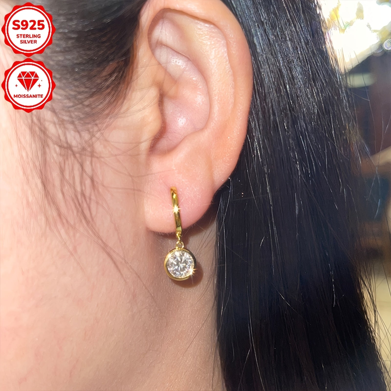 Ayollar uchun Sterling kumush sirg'alar, Morganite halqalar bilan 6.5mm GRA sertifikatlangan zargarlik sovg'asi