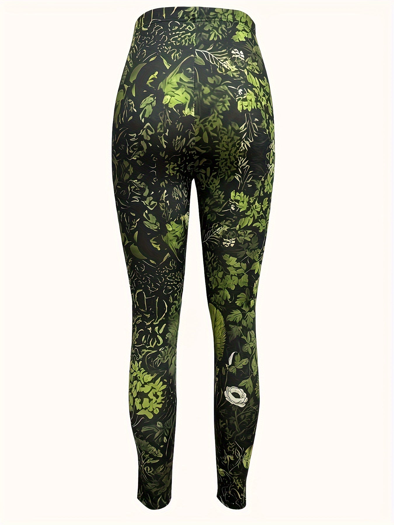 Plus Size Floral Print Skinny Leggings High Waist Casual Stretchy Women