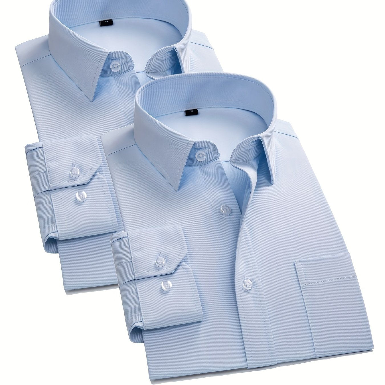 Men's Solid Color Long Sleeve Cotton Blend Shirt for Business Casual