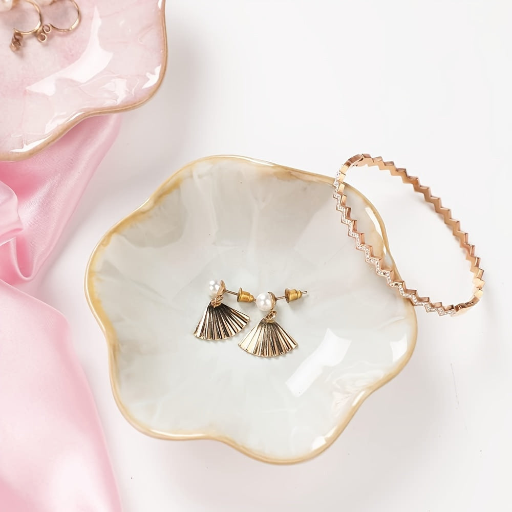 Ceramic Lotus Leaf Jewelry Tray for Rings Earrings Necklaces and Keys