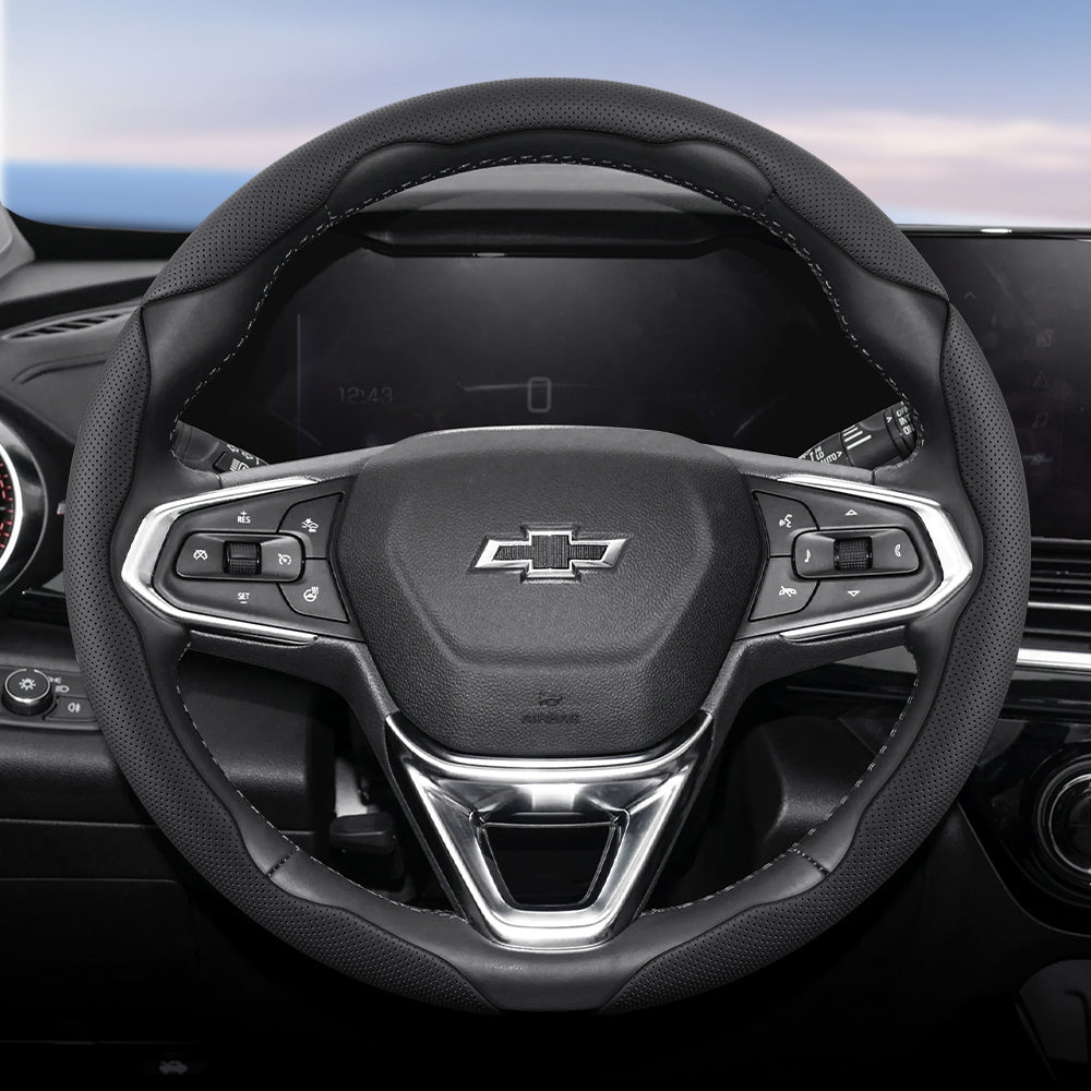 Universal Ventilated PU Leather Steering Wheel Cover, Quick-Release, Anti-Slip