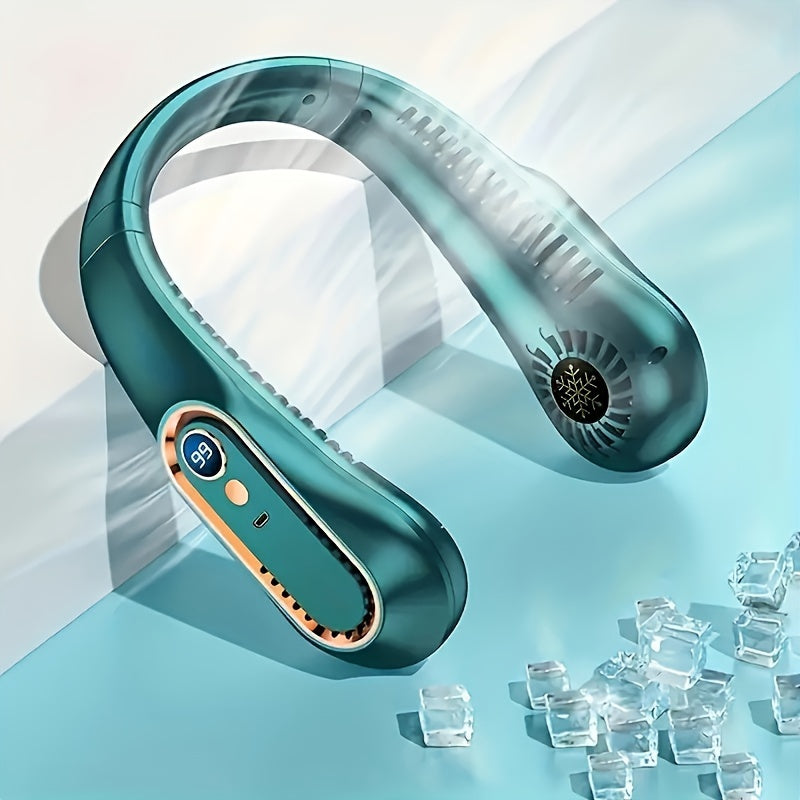 Перезаряжаемый шейный вентилятор с технологией без лопастей с 5-скоростной регулировкой, цифровым дисплеем, портативным личным охлаждающим устройством