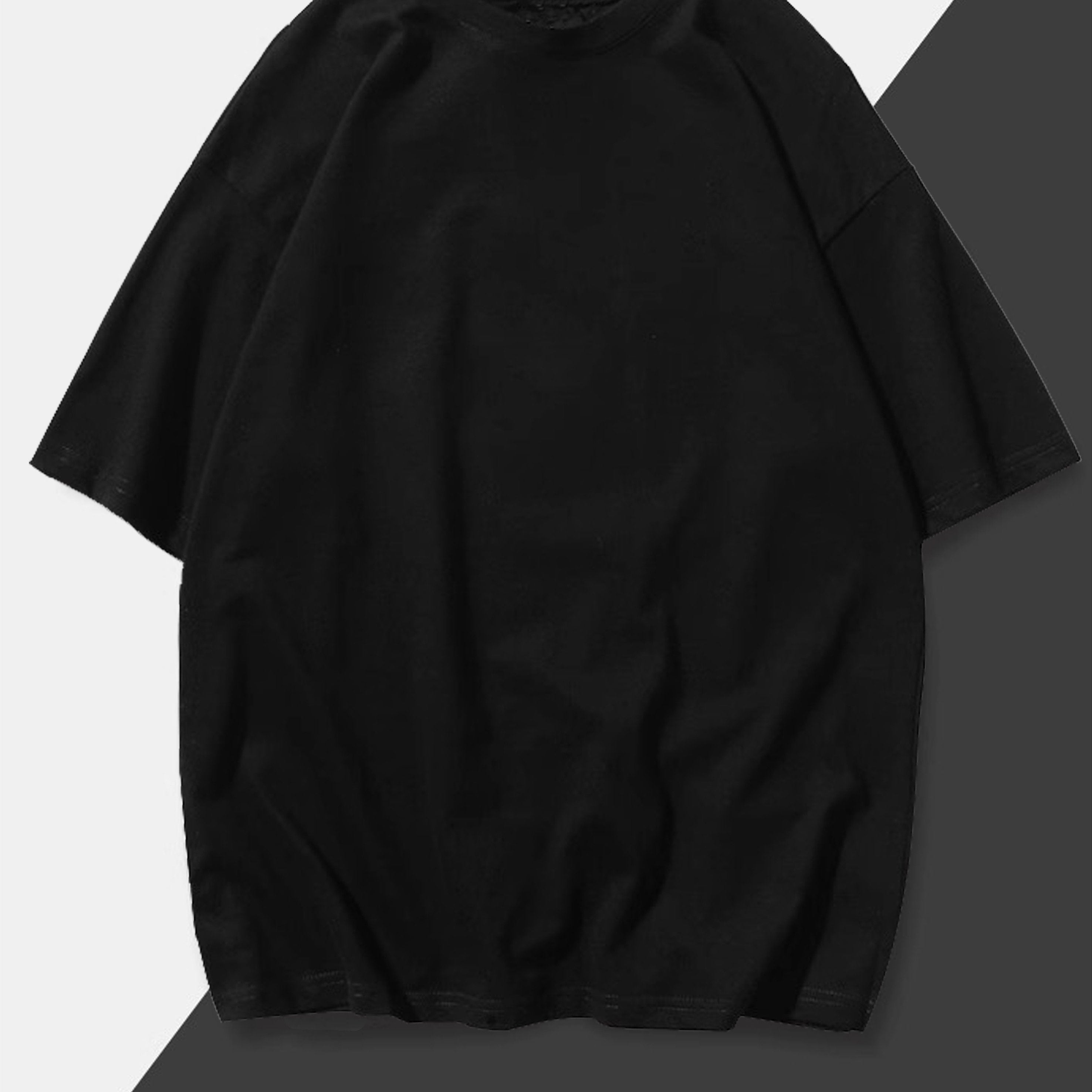 Camiseta de algodón unisex para verano, 260 g, corte holgado, cuello redondo, manga corta, color sólido