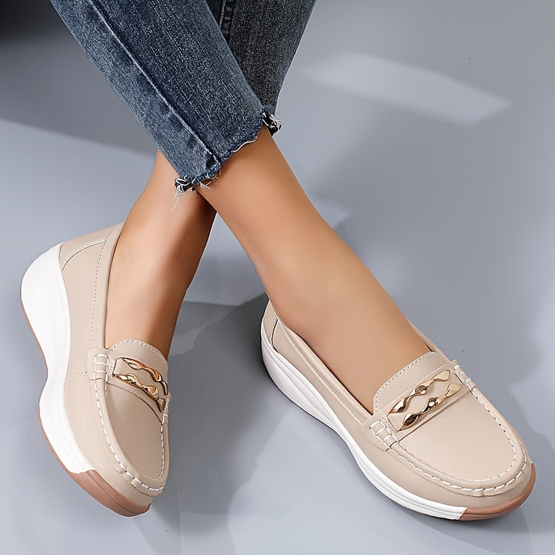 Women's Fashionable Slip-On Loafers with Anti-Slip Thick Soles