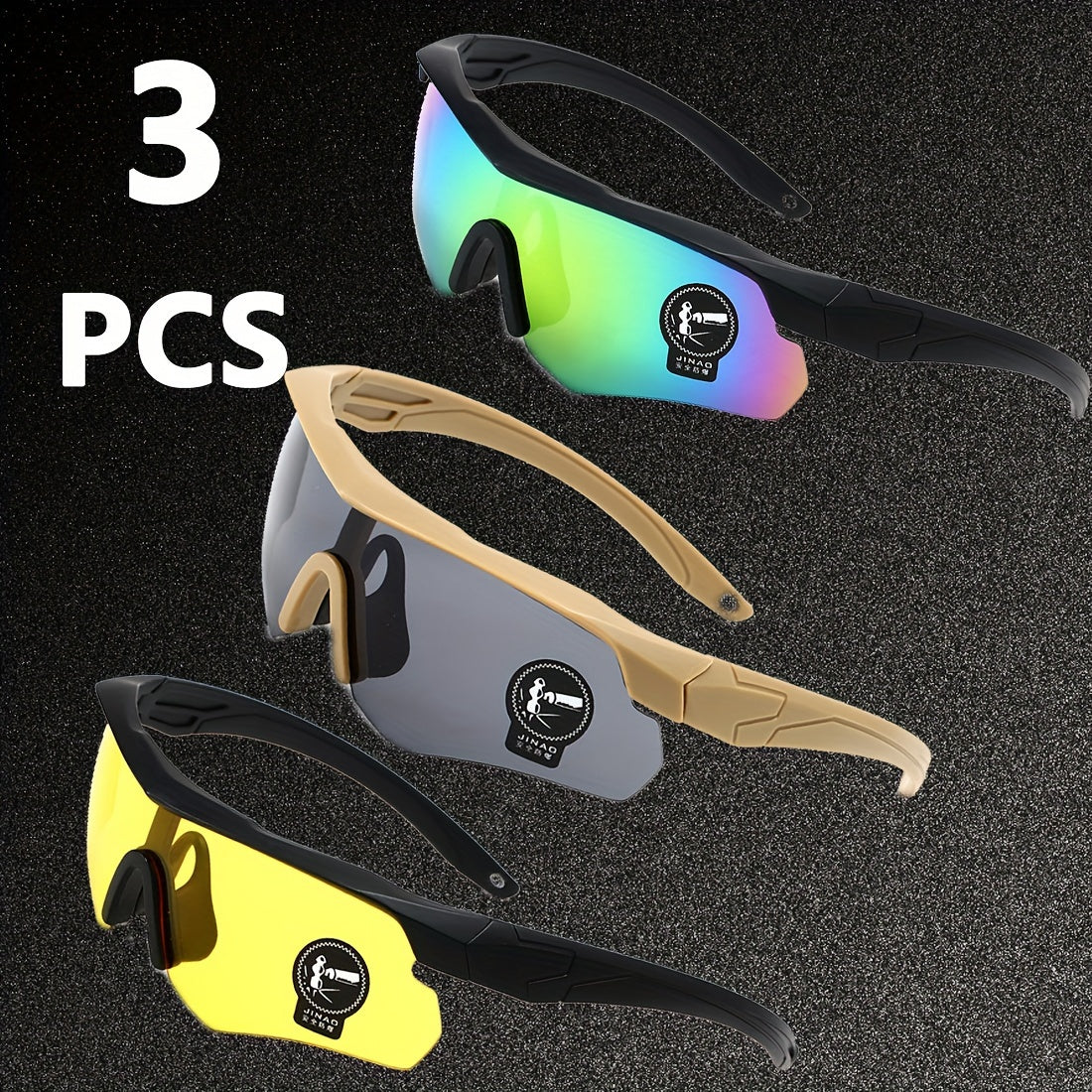 3-Pack UV400 Cycling Glasses Men Women Sports Running Outdoor Goggles with PC Lens