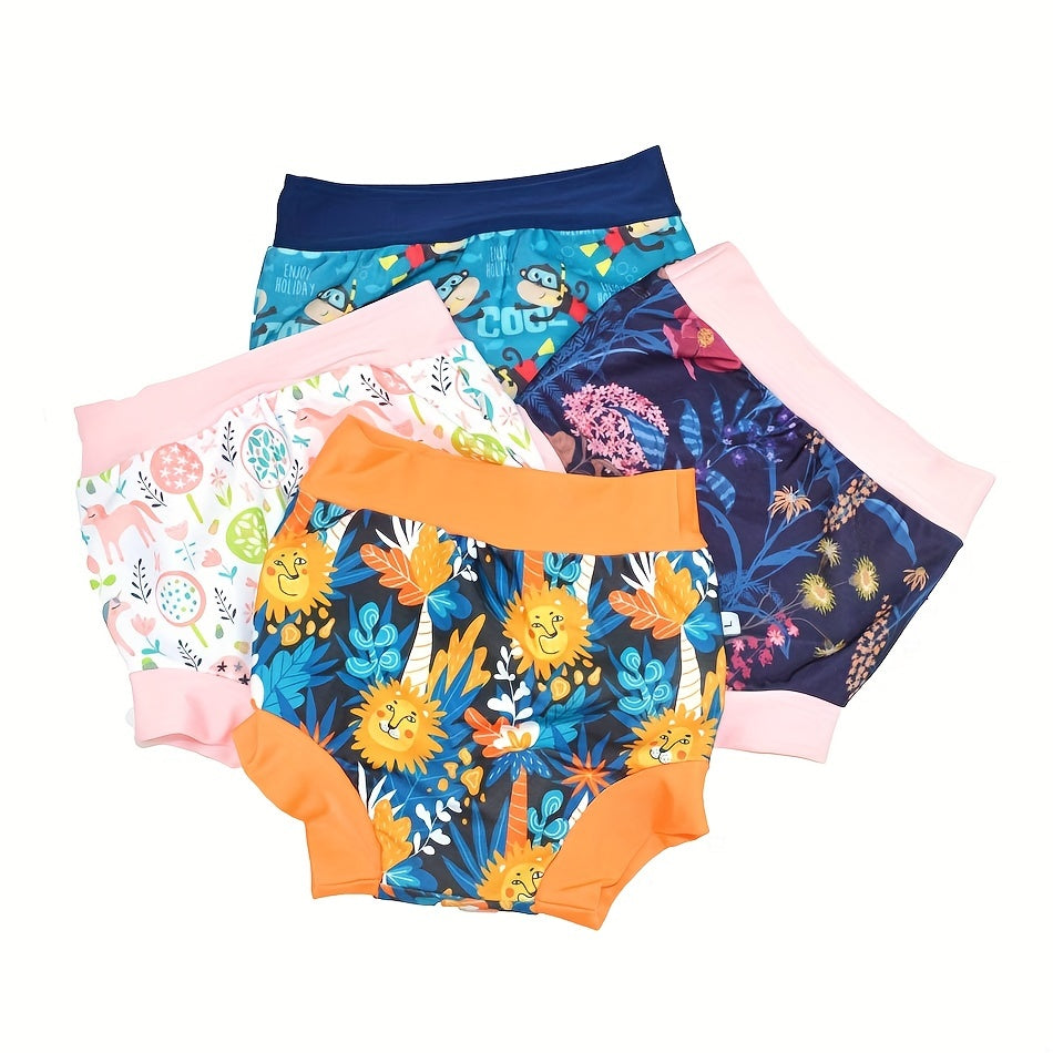 Baby Girl Swimwear High Waist Leakproof Swimsuit with UV Protection