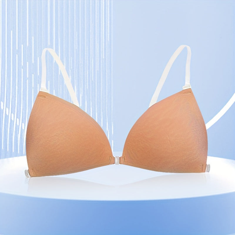 Beige Reusable Self-Adhesive Invisible Bra with Removable Straps for Natural Look