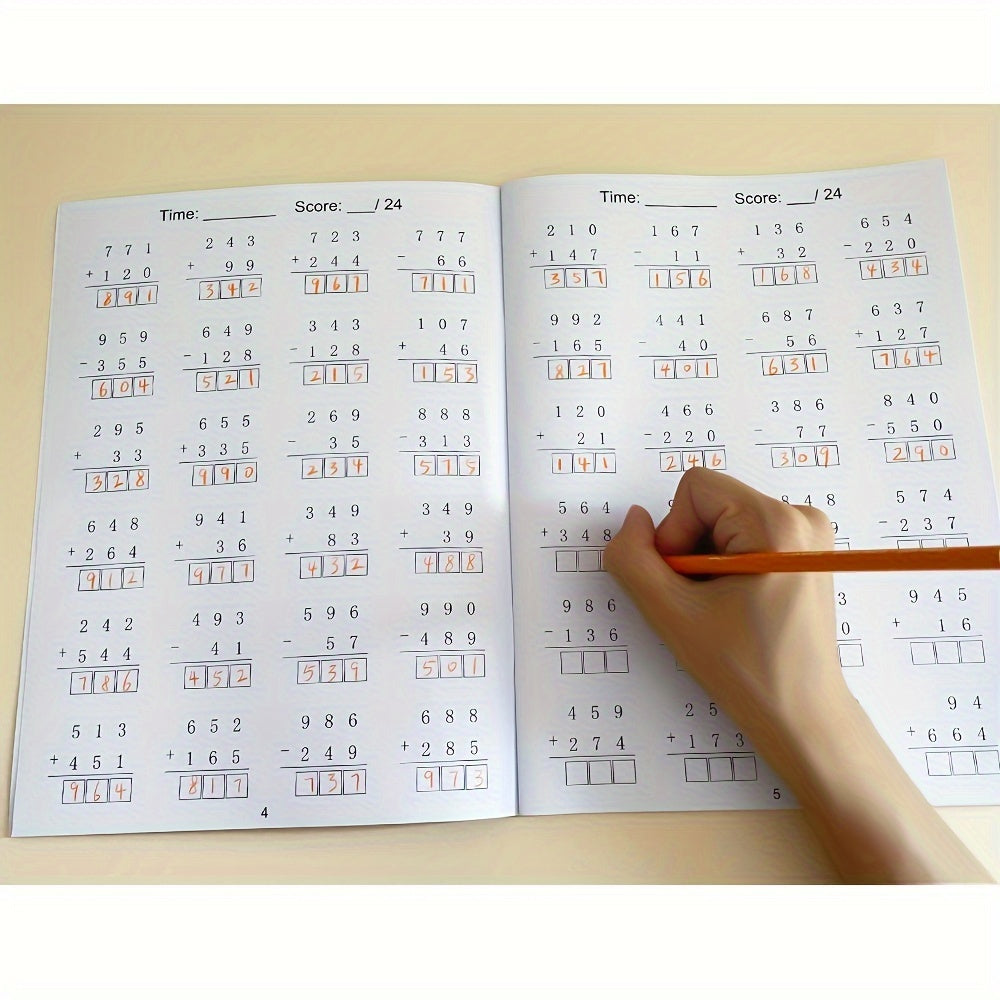 32-Page Math Workbook for Children Ages 3 Plus Addition and Subtraction to 1000 Educational Activities