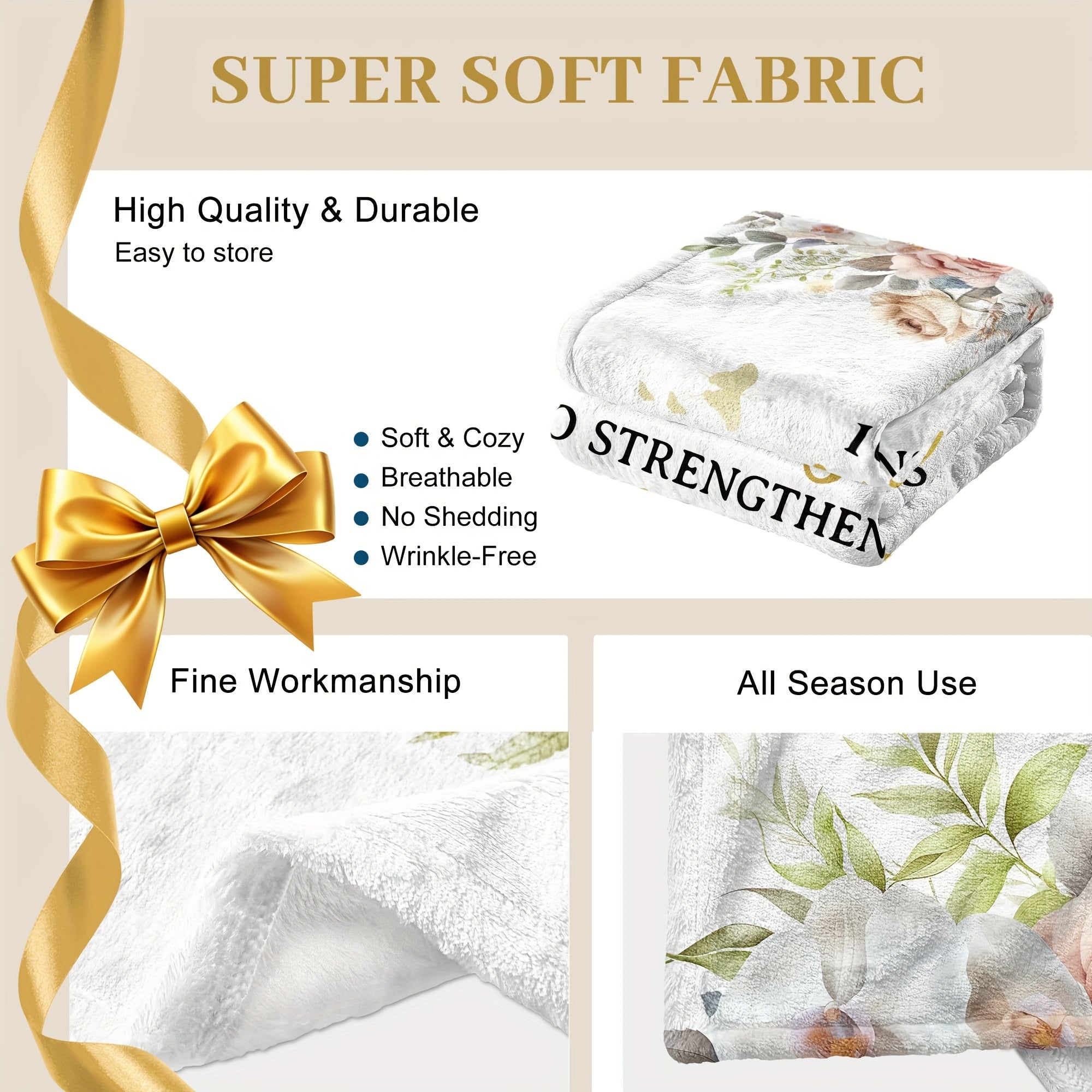 "Плед для женщин с христианской верой - современный стиль, универсальный молитвенный платок на все сезоны, изготовленный из машинно-стираемого трикотажного полиэстера с дизайном вдохновляющего библейского стиха"