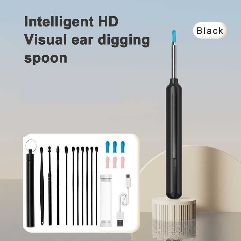 6 ta quloq qopqog'i, 10 ta quloq qazish asbobi, kamera, HD sifatida, va iPhone va Android uchun qayta zaryadlanadigan quloq qopqog'ini olib tashlash asbobi.