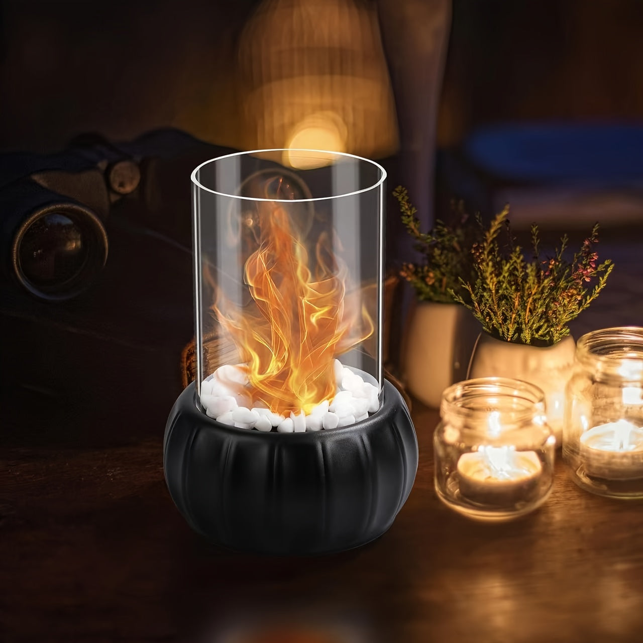 Pumpkin-Shaped Alcohol Fireplace for Indoor Outdoor Use Cozy Christmas Valentine