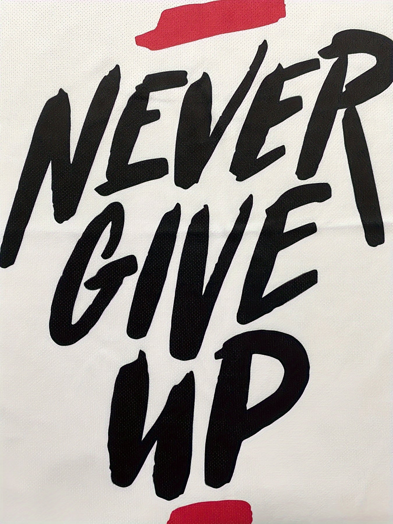 Men's Plus Size Tank Top Black with White Red "Never Give Up" Motivational Gym Basketball Sleeveless