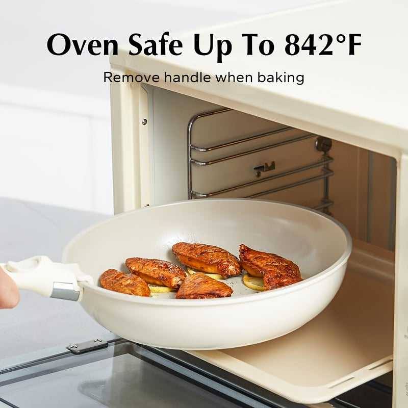 Cream White 5-Piece Non-Stick Cookware Set with Removable Handles