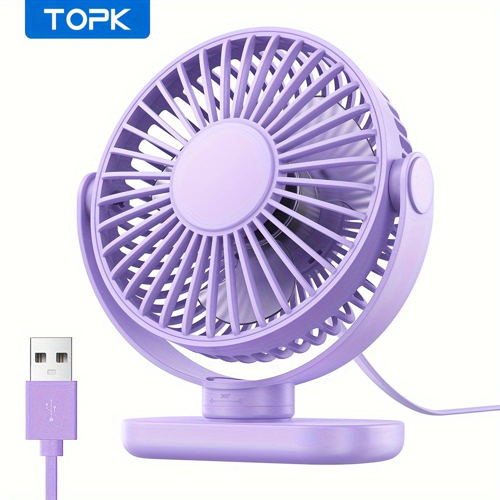 Personal USB Clip Desk Fan with Powerful Airflow, Whisper-Quiet, Portable, Adjustable Clamp