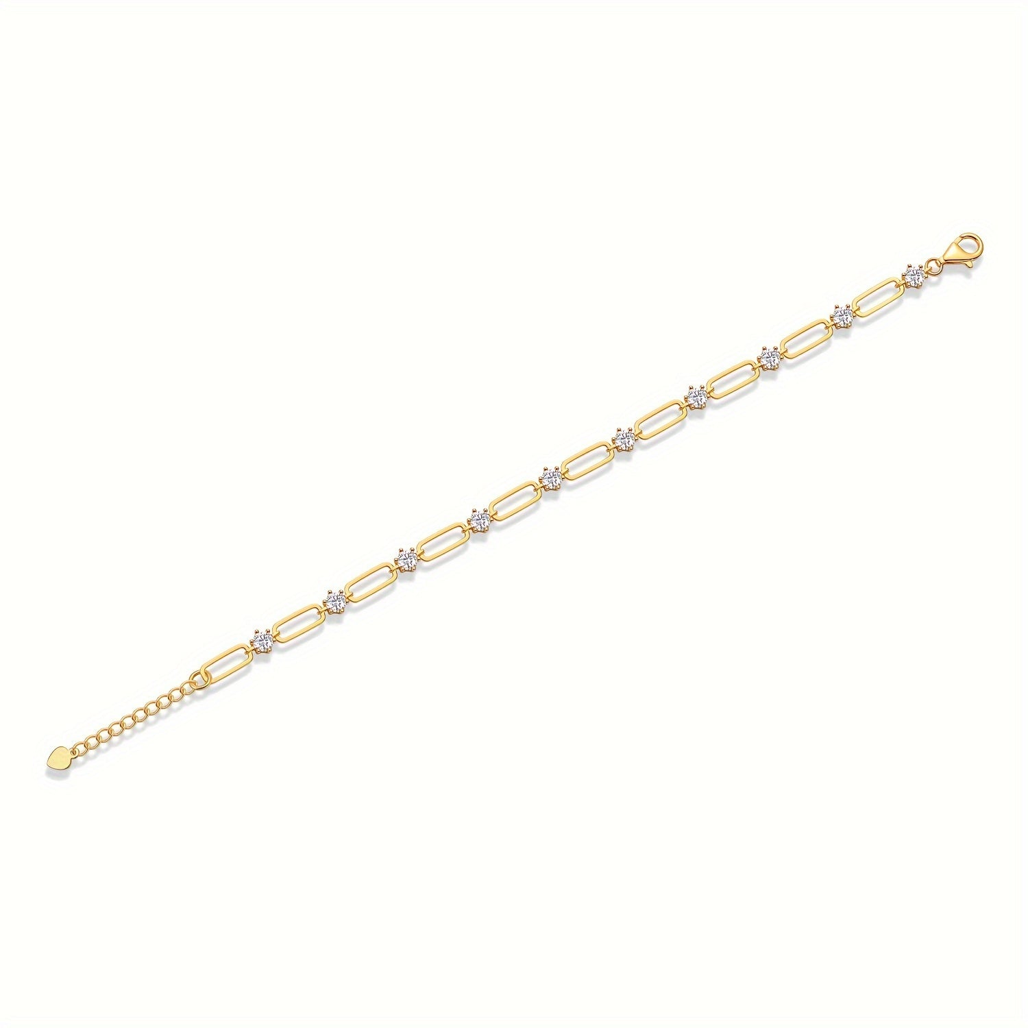 Pulsera de plata de ley con acentos de moissanita, chapada en oro de 18 quilates, joyería unisex