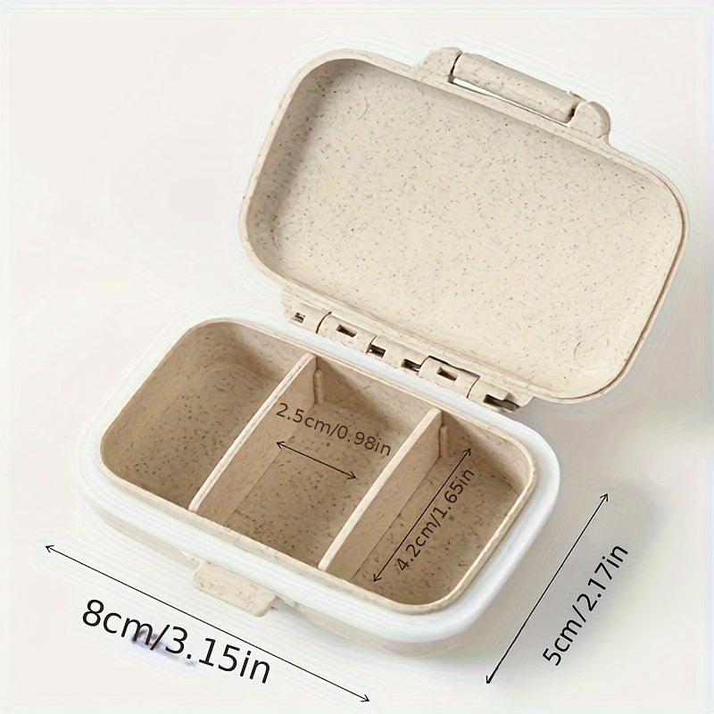 Caja de medicina mini portátil y colorida, a prueba de humedad, con organizador de 3 compartimentos